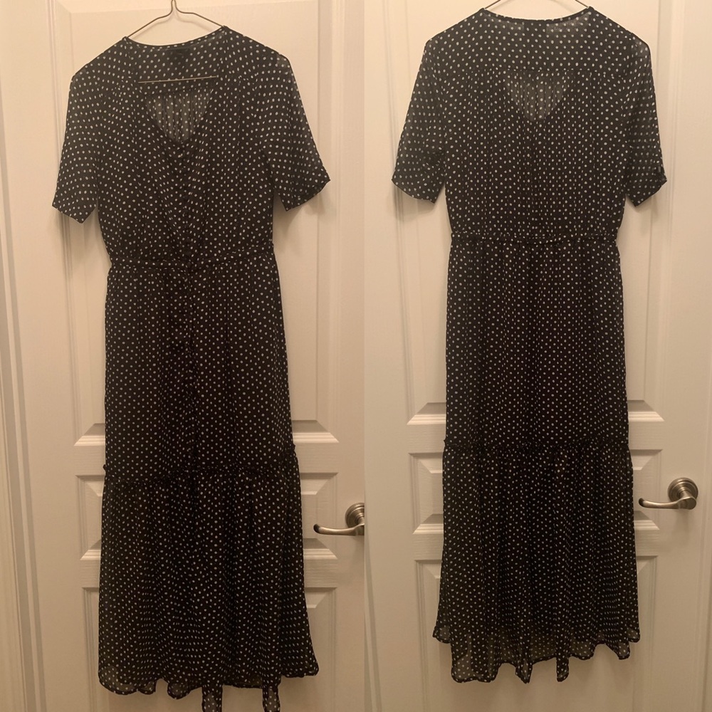 Who What Wear Black Polka Dot Print Maxi Dress